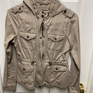 Casual Hooded Utility Jacket - Taupe